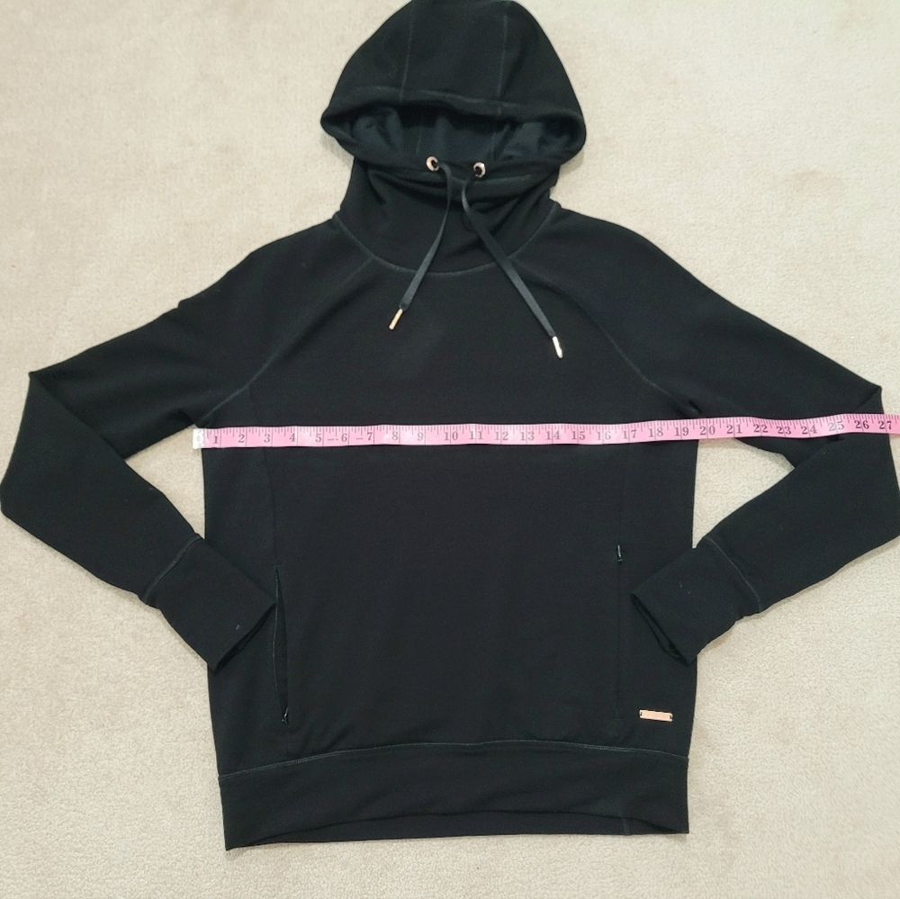 Sweaty Betty Oversize Black Hoodie Pullover XS Zip Pocket Cowl Neck Merino Blend - Picture 8 of 14